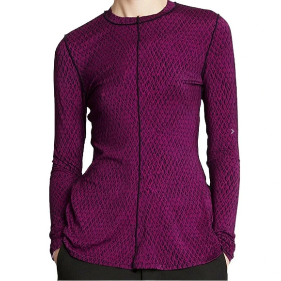 PROENZA SCHOULER WHITE LABEL Jersey Crewneck Shirt Magenta and Black Size S NWT - Picture 2 of 13
